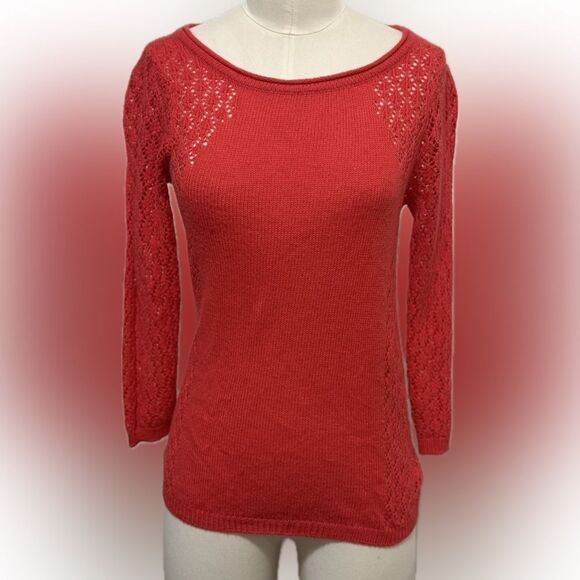 Forever 21 Women's Red Lace Sweater, Size Medium - Picture 1 of 7